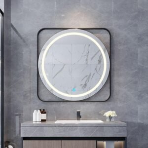Buy Modern Round LED Illuminated Bathroom Mirror - Fogless Touch Control, 8-inch Aluminum Frame Online | Jogoka