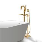 Gold Floor Stand Swan Bathtub Faucet