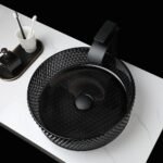 Crystal Glass Vessel Sink and Faucet Combo - Contemporary Black Bathroom Countertop Basin