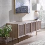 Scandinavian Modern Rattan TV Cabinet - Solid Wood, Multifunctional Living Room Furniture