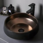 Deluxe Black and Bronze Ceramic Bathroom Sink Set
