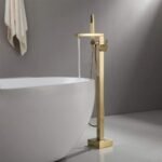 Luxury Square Floor Standing Bathtub Faucet with Waterfall Mixer
