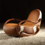 Elegant Ebony Genuine Leather Rocking Chair