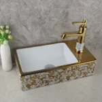 Golden Ceramic Washbasin Sink Faucet Combo