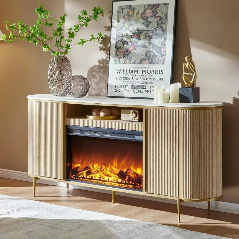 Luxury 70" Fluted Fireplace TV Stand