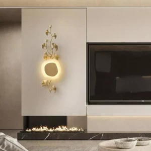 Buy Elegant Copper & Marble Wall Lamp with Ginkgo Leaf Design Online | Jogoka