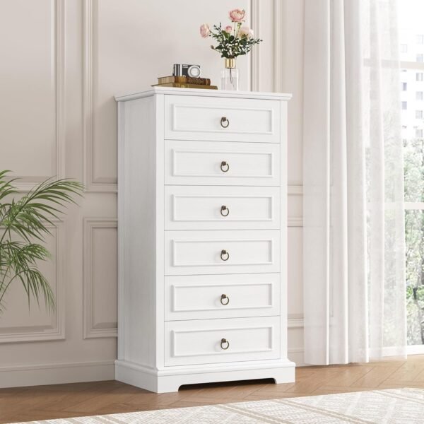Buy Modern Farmhouse 6-Drawer Tall Dresser - Storage Organizer for Living Room, Hallway, Entryway, Home Office Online | Jogoka
