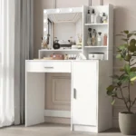Modern Minimalist Bedroom Dresser with Adjustable Lighting Mirror and Spacious Storage