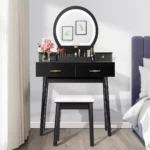 Modern Vanity Set with 3-Color Lighted Mirror and Spacious Drawers