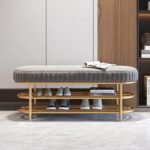 Versatile Velvet Shoe Bench - 2-Tier Ottoman Storage for Modern Homes