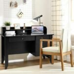Elegant 4-Color Vintage Study and Office Desk with Storage Shelves and Drawers