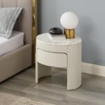 Modern Luxury Marble & Wood Bedside Nightstand