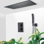 Luxury Ceiling Mounted Thermostatic Shower Faucet with Large Rainfall Shower Head