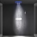16 Inch Remote LED Shower Head Set Spray Rainfall SPA Steam Mist Bluetooth Music