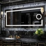 Modern Frameless LED Lighted Bathroom Mirror with 3X Magnifying Feature & 3 Color Lighting