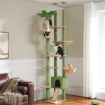 Green Cactus Multi-Level Adjustable Cat Tower with Condo & Scratching Posts