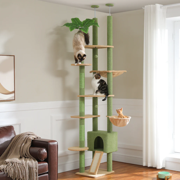 33826-fef604.webp Buy Green Cactus Multi-Level Adjustable Cat Tower with Condo & Scratching Posts Online | Jogoka