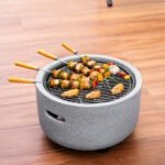 Indoor Charcoal Grill & Heating Oven - Compact, Brass Finish, Safety Enhanced