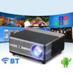 Full HD 1080P WiFi LED Projector with Android OS, 2K 4K Video Support, and Auto Keystone Correction