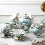 Elegant Bone China Coffee Cup Set with Sugar Jar and Saucer