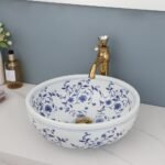 Elegant Hand-Painted Ceramic Bathroom Basin Sink with Faucet Combo