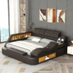 Luxury Smart King Bed with Massage Recliner, Bluetooth Speakers, Storage & USB Ports
