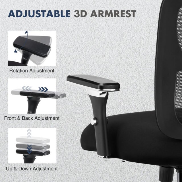 Buy Ergonomic Mesh Backrest Office Chair with Adjustable Height and 3D Armrest Online | Jogoka