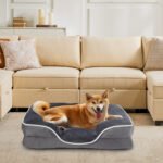 Orthopedic Memory Foam Dog Bed for Small Dogs & Cats with Washable Cover