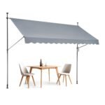 138"x47" Retractable Patio Awning – Adjustable Sunshade with Manual Crank