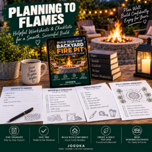 Backyard fire pit materials and tools including pavers gravel sand safety gear and basic tools