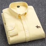 Buy Jogoka.com Men's Oxford Shirt Long Sleeve Cotton, Embroidered Horse, White Online | Jogoka
