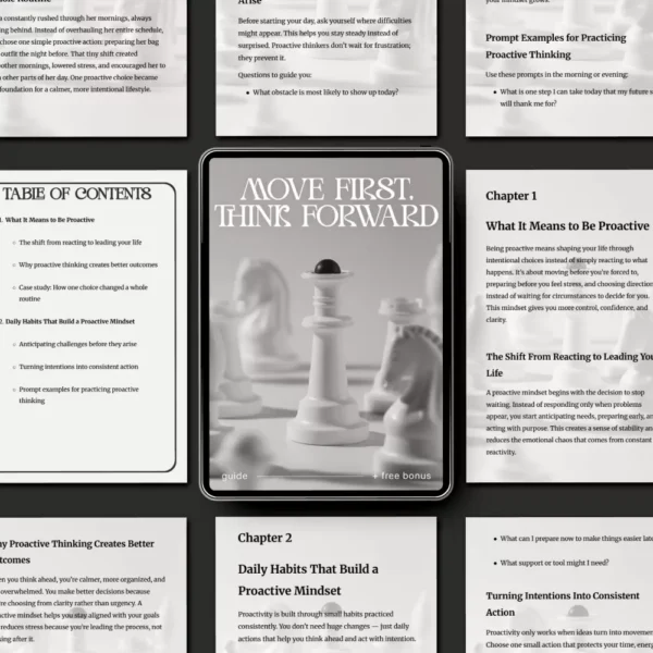 Buy Move First, Think Forward | Printable Self-Improvement Guide | Digital Download on Ways to Develop a Proactive Mindset Online | Jogoka