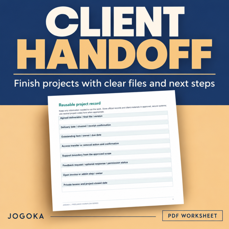 Freelance Project Completion & Client Handoff Checklist (PDF) - digital PDF cover with worksheet preview