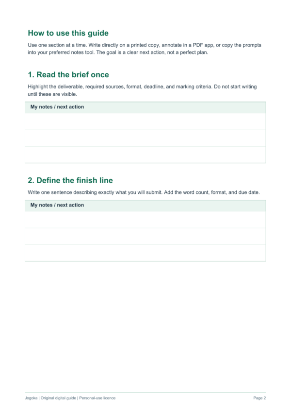 assignment-breakdown-workbook-2 | Jogoka