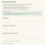 Page 24 reflection worksheet with spaces for body clues, a helpful pause or person, and a next small step