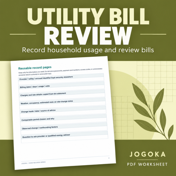 Household Utility Usage & Bill Review Worksheet (PDF) - digital product cover