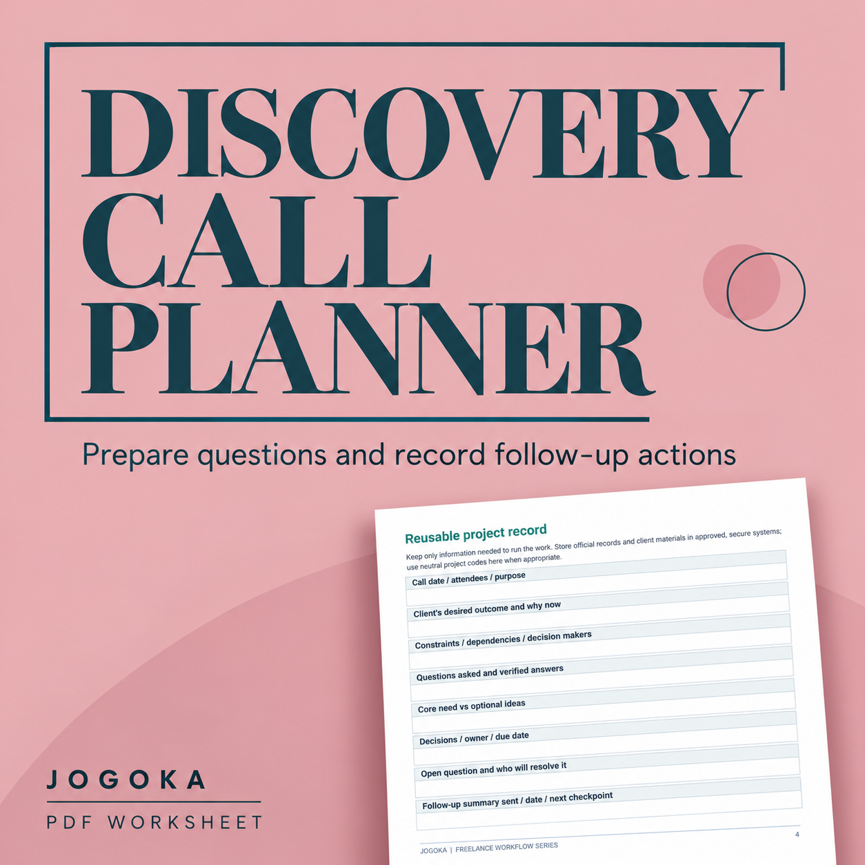 Client Discovery Call Planner & Follow-Up Worksheet (PDF) - digital product cover