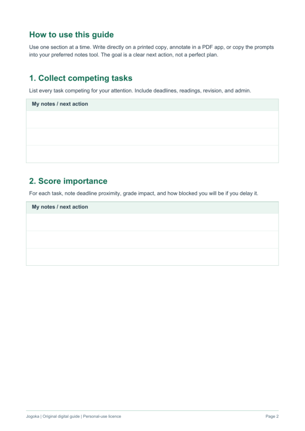 priority-map-study-decision-workbook-2 | Jogoka