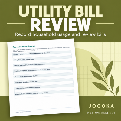 Household Utility Usage & Bill Review Worksheet (PDF) - digital product cover